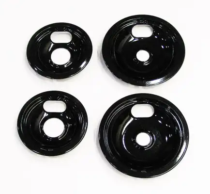 Range Burner Drip Pan Bowl Bib Set for Whirlpool 2 of W10290353 2 of W10290350 Porcelain