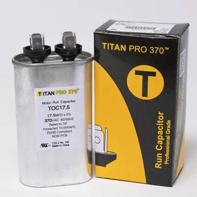 TitanPro TOC17.5 HVAC Oval Motor Run Capacitor 17.5 MFD/UF 370 Volts