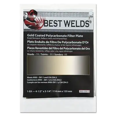 Gold Coated Filter Plate, Gold/11, 4-1/2 in x 5-1/4 in, Polycarbonate