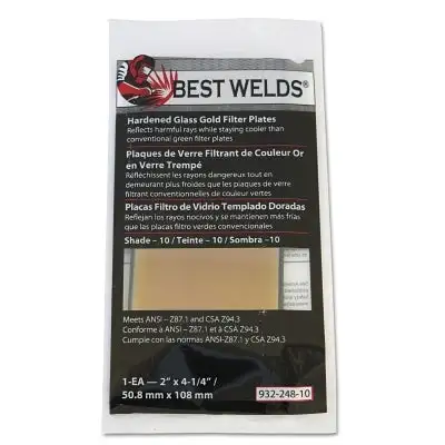 Hardened Glass Gold Filter Plate, Gold/10, 2 in x 4-1/4 in