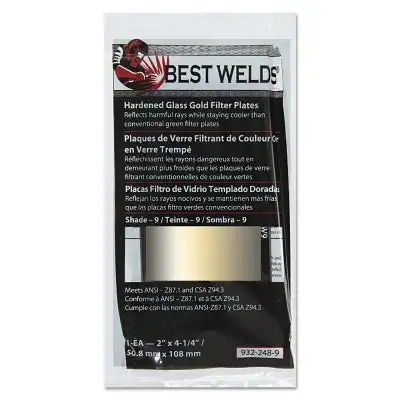 Hardened Glass Gold Filter Plate, Gold/9, 2 in x 4.25 in, SH9, Glass