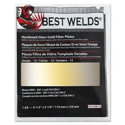 Hardened Glass Gold Filter Plate, Gold/12, 4.5 in x 5.25 in, SH12, Gla