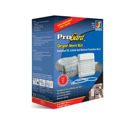 TD48PGKZW 4" Dryer Vent Louvered White Kit w/ 8' Aluminum Duct & Pest Guard