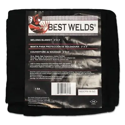 Welding Blanket, 8 ft X 6 ft, Fiberglass, Black, 23 oz