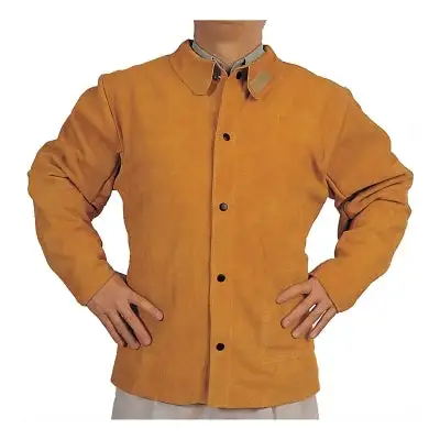 Split Cowhide Leather Welding Jacket, X-Large, Golden Brown
