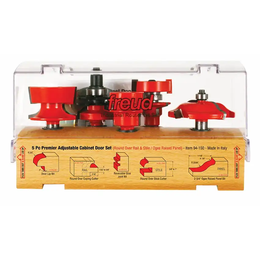 Freud 5 Piece Premier Adjustable Cabinet Door Router Bit Set