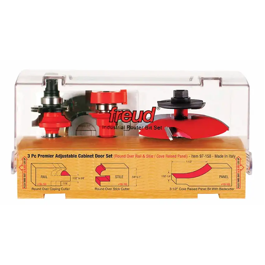 Freud 3-Piece Premier Adjustable Cabinet Door Router Bit Set (1/2" Sha