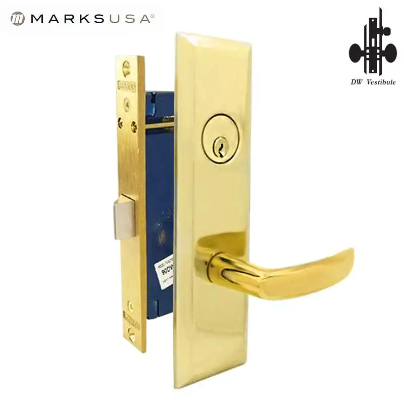 Marks USA - 9NY96DW-3  - New York Mortise Lever Lock - 1-1/16” x 7-5/8” - U3 - Polished Brass - Vestibule - RH