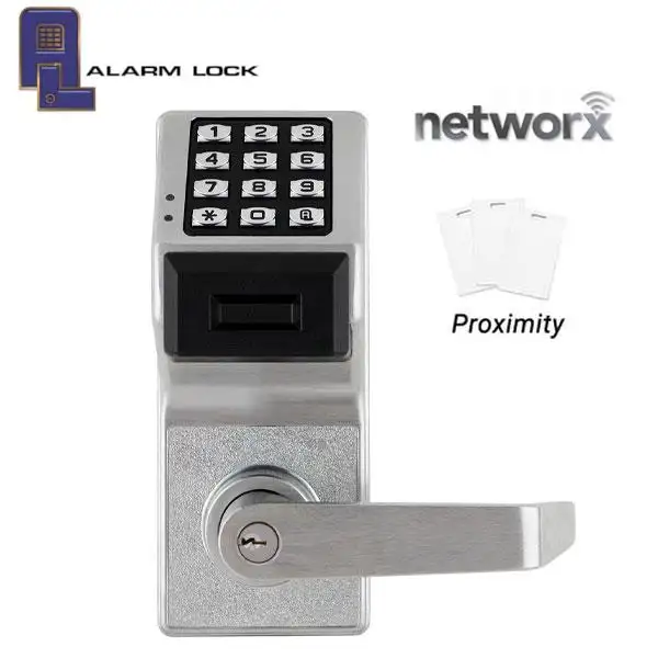 Alarm Lock Trilogy - PDL6200 - Digital PROX Lever Set - Standard Key Override w/ Door Position Switch/Request to Exit - Networx - 26D - Satin Chrome
