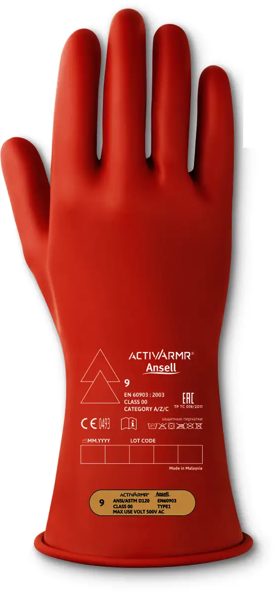 Ansell Size 11 Red ActivArmr Latex Rubber Class 00 Linesmen Gloves