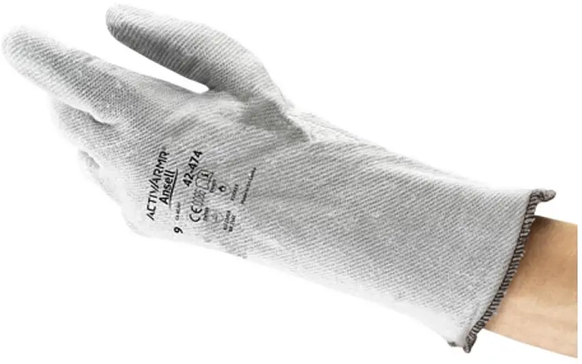 Ansell ActivArmr 42-474 Medium 13.5" Gray Non-Woven Polyester And Polycotton Heat Resistant Gloves With Gauntlet Cuff