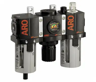 ARO C38331-801 3-Piece FRL Combination Unit | 2000 Series | 3/8" Port Size | Relieving | Polycarbonate Bowl with Gauge | 99 SCFM