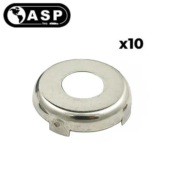10 x 1988-2008 Toyota GM Mitsubishi / Face Cap for Door / Trunk / Gas Lock / Chrome / P-41-201 (ASP) (Pack of 10)