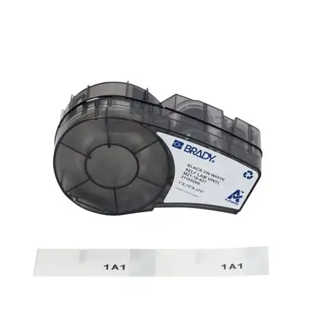 Brady M21-18-427 Self Laminating Vinyl Wrap Around Labels with Ribbon for M210/M211 Printers - 0.75 Inch x 1 Inch