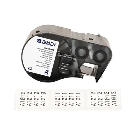 Brady M4-91-498 Repositionable Multi-Purpose Vinyl Cloth Labels with Ribbon for M4/M5 Printers - 1.5 In x 1 In - White