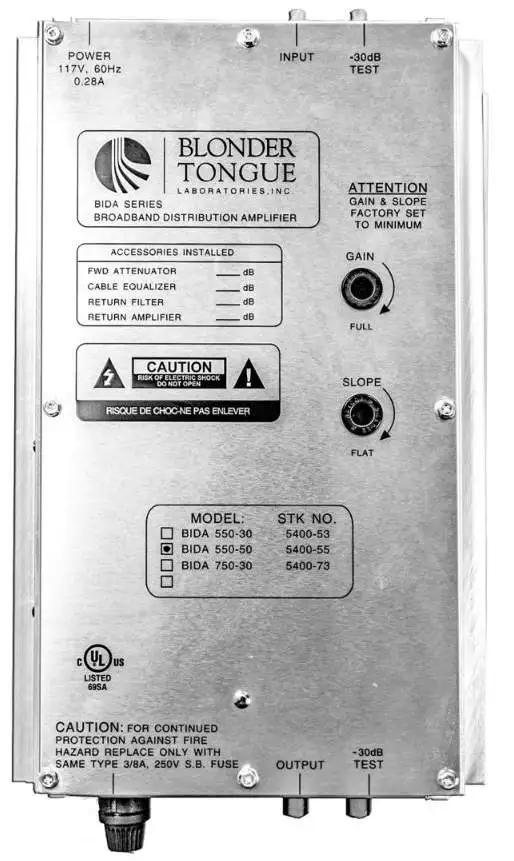 Blonder Tongue 47-750MHz Broadband Two-Way Indoor Distribution Amplifier (BIDA-750-30)