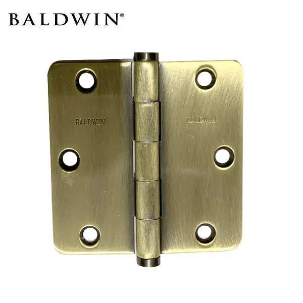 Baldwin - 1435.050.I - 1/4" Radius Corner Hinge - 3.5" x 3.5" - 050 - Satin Brass & Black