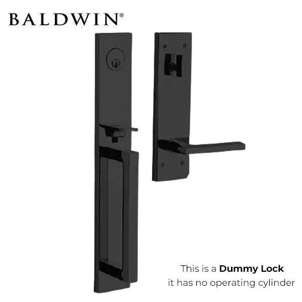 Baldwin Estate Evolved - 85392.LFD - Minneapolis Escutcheon Full Handleset - Singl Cyl - Full Dummy - 190 - Satin Black - Grade 2 - LH