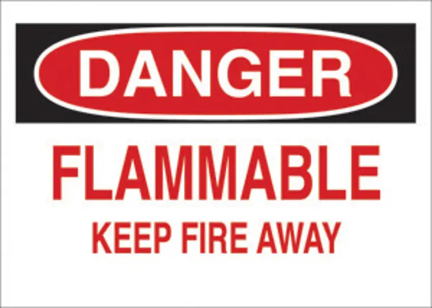 Brady 7 X 10 X .035 BlackRed On White B555 Aluminum Danger Sign FLAMMABLE KEEP FIRE AWAY