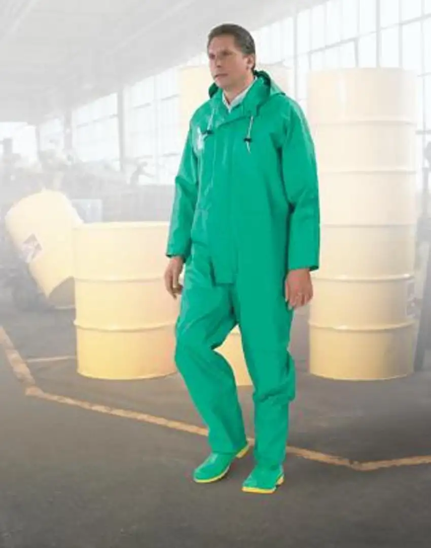 Dunlop Protective Footwear 4X Green Chemtex 3.5 mil NylonPolyesterPVC Coveralls