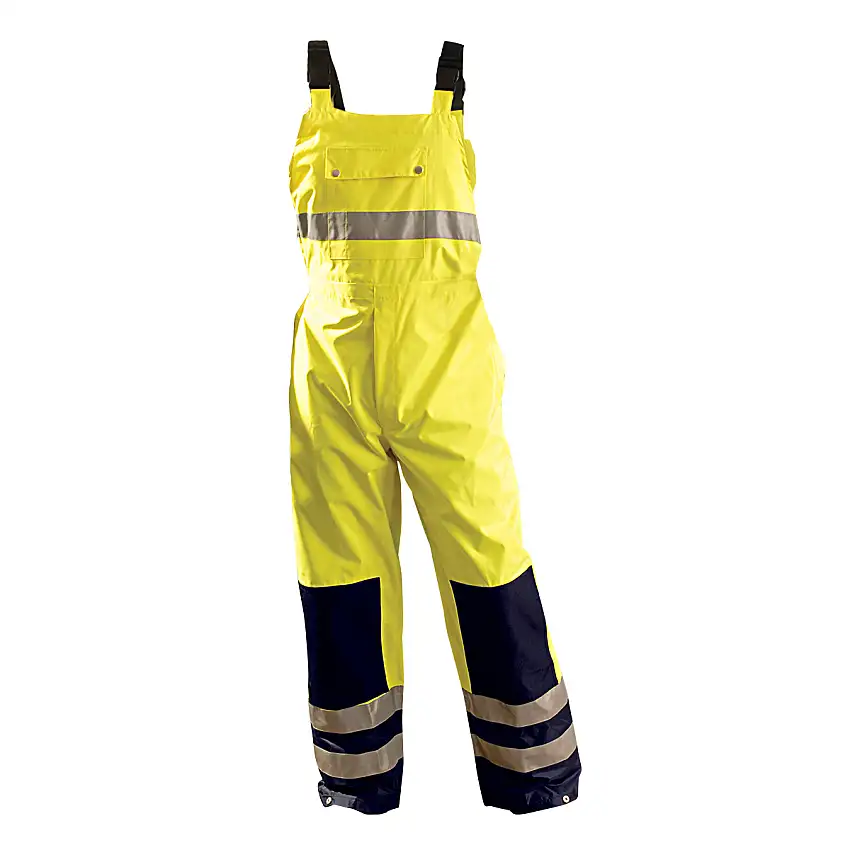OccuNomix Size 5X HiViz Yellow And Navy Blue 48 150D Oxford with PU Coating Bib Overalls