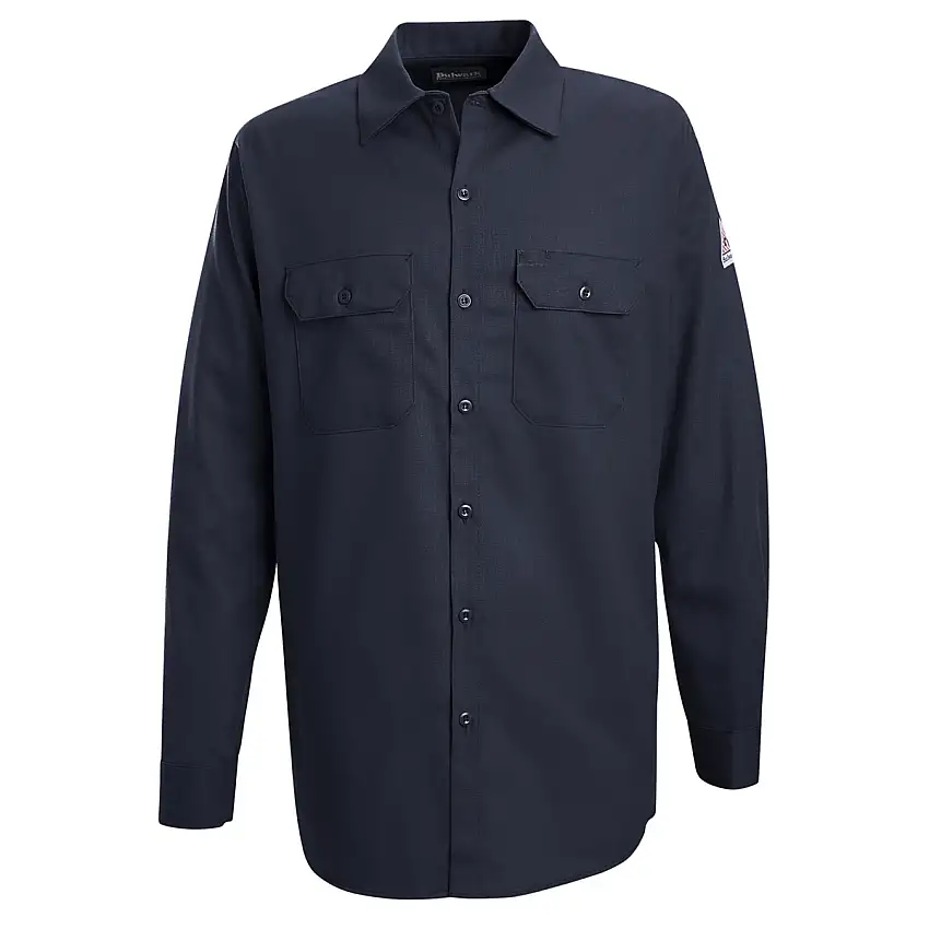 Bulwark  X-Large Regular Navy Blue EXCEL FR  Cotton Flame Resistant Work Shirt With Button Front Closure