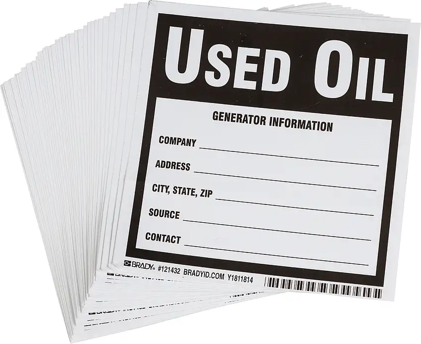 Brady 6 X 6 BlackWhite Vinyl Label GENERATOR INFORMATION COMPANY ADDRESS CITY STATE ZIP SOURCE CONTACT