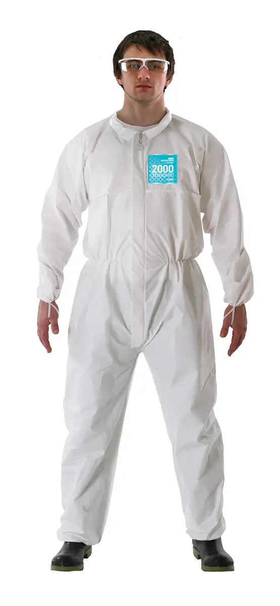 Ansell Medium White AlphaTec  2000 STANDARD Model 103 Microporous Laminate Non-Woven Polyethylene Disposable Coveralls