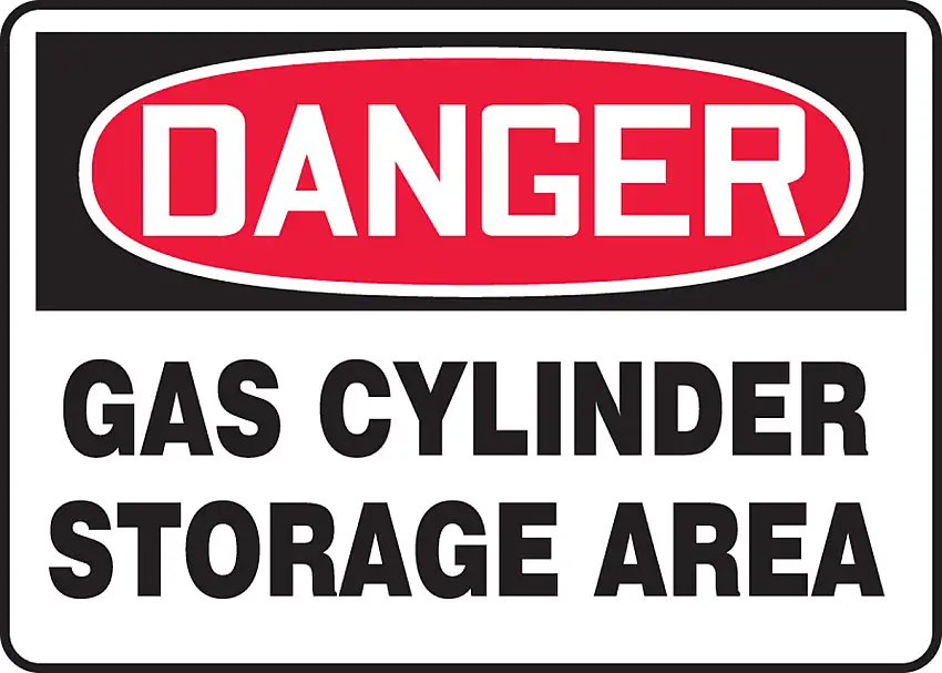 Accuform 10 X 14 Red Black And White Aluminum Safety Signs DANGER GAS CYLINDER STORAGE AREA