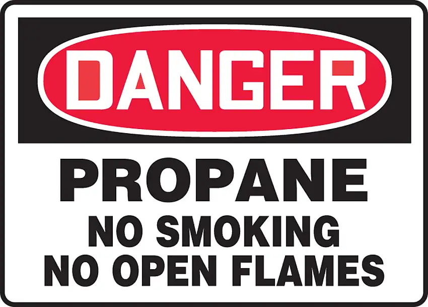 Accuform 7 X 10 Red Black And White Adhesive DuraVinyl Safety Signs DANGER PROPANE NO SMOKING NO OPEN FLAMES