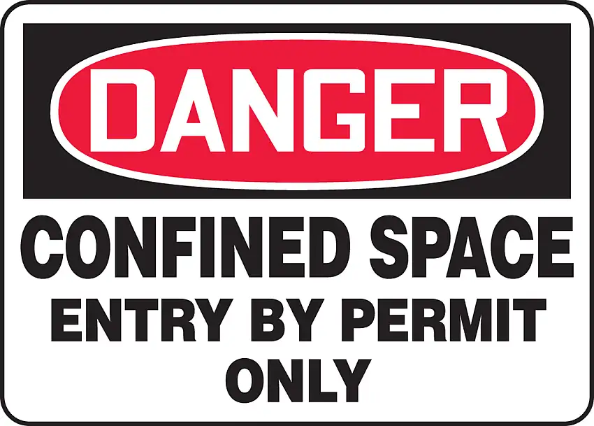 Accuform 7 X 10 Red Black And White Adhesive Vinyl Safety Signs DANGER CONFINED SPACE ENTRY BY PERMIT ONLY