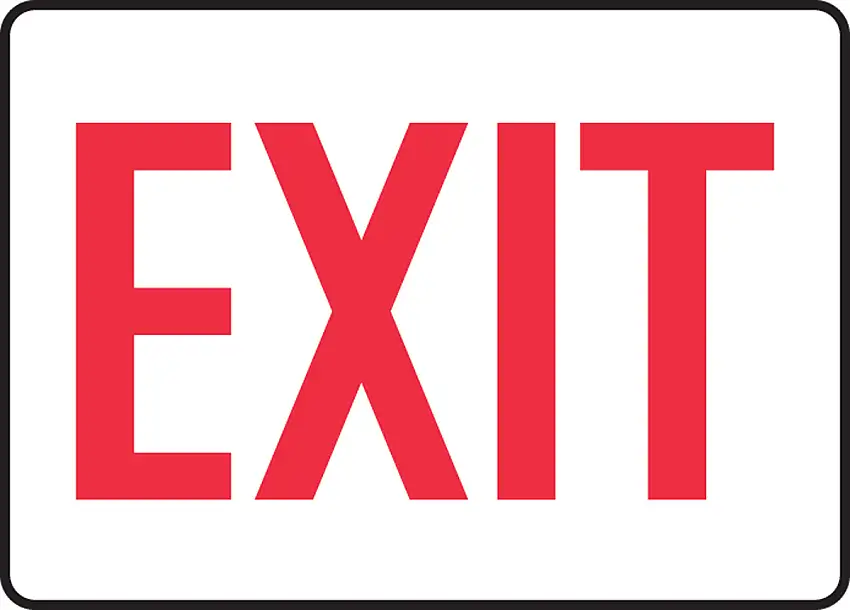 Accuform Signs  7" X 10" Red/White Adhesive Poly Directional & Traffic Sign "EXIT"