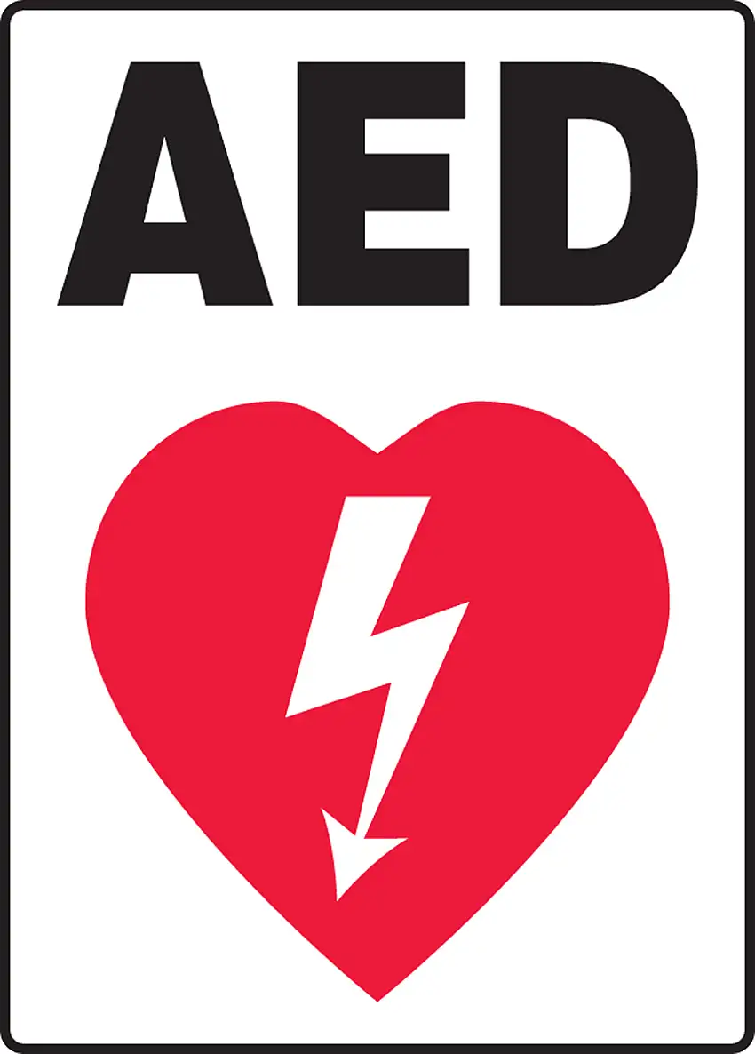Accuform 14 X 10 Red Black And White Adhesive Vinyl Safety Signs AED