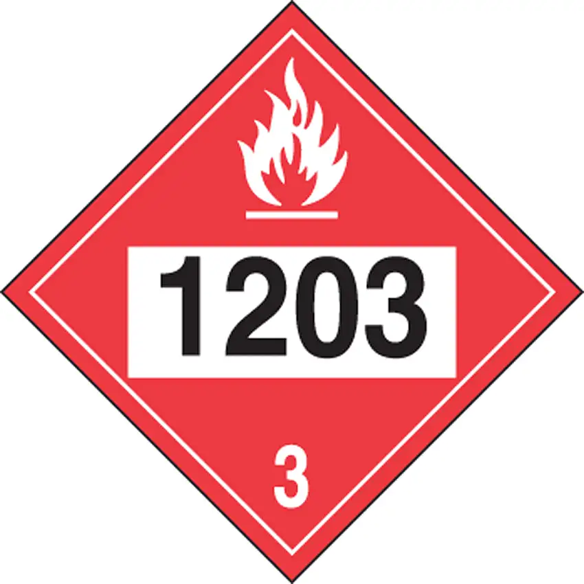 Accuform Signs  10 3/4" X 10 3/4" White/Black/Red Adhesive Poly Placard "1203 (GASOLINE) HAZARD CLASS 3 (WITH GRAPHIC)"