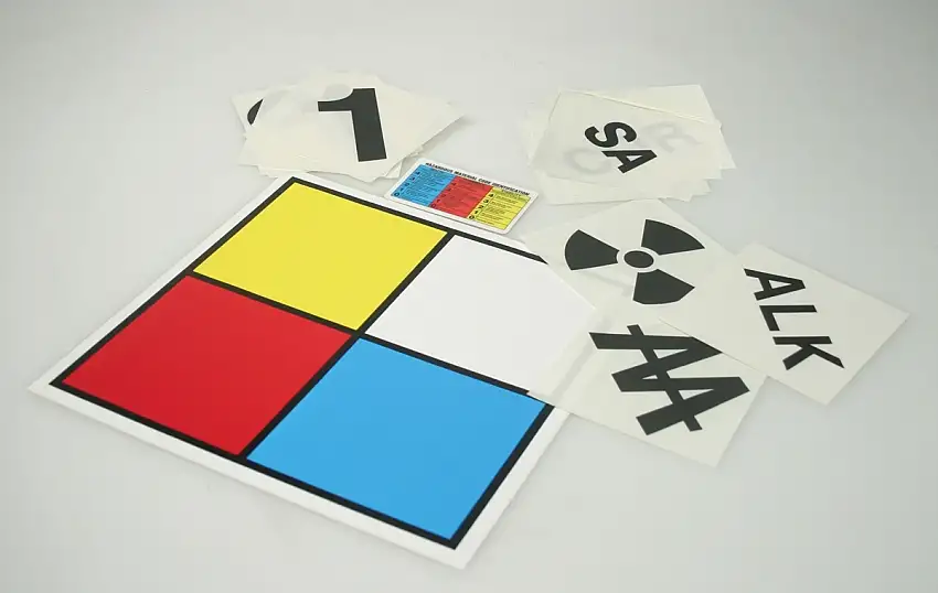 Accuform 15 X 15 Red Blue Yellow And White Magnetic Vinyl NFPA Placard Kit