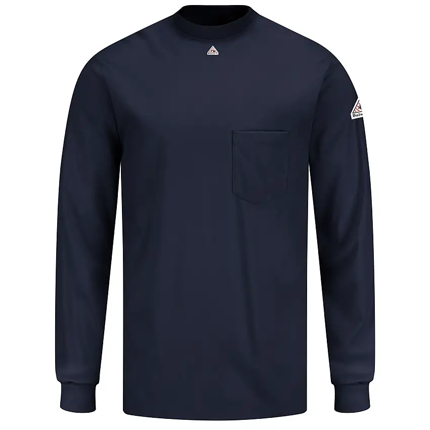Bulwark  Large Regular Navy Blue EXCEL FR  Interlock FR Cotton Flame Resistant Long Sleeve Shirt