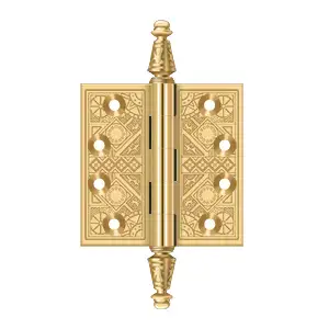 Solid Brass Square Ornate Hinge by Deltana