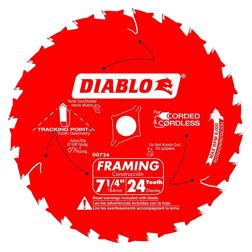Diablo D0724A 7-1/4" x 24T Framing Blades 10 ct. | Free Shipping