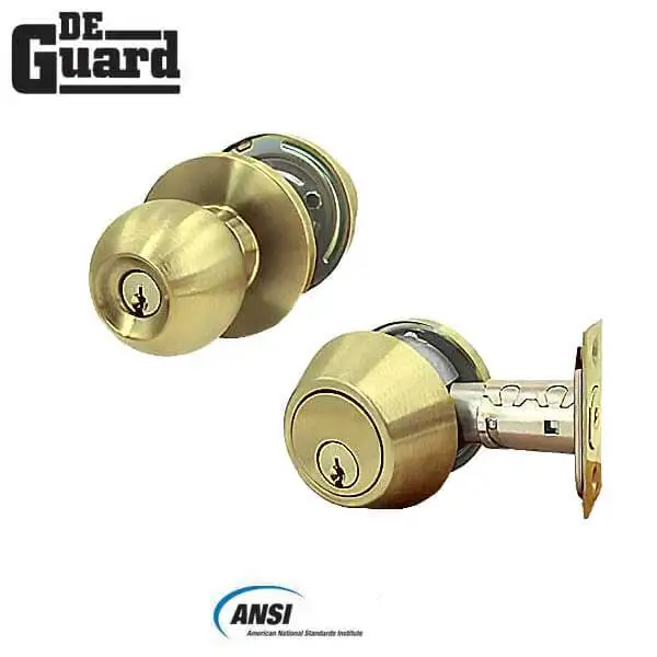 Premium Commercial Combo Lock Set w/ Knob & Deadbolt - US3 - Polished Brass – SC4 Keyway – Grade 2