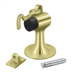 Heavy Duty Solid Brass Cement Floor Mount Door Bumper W/ Holder by Deltana