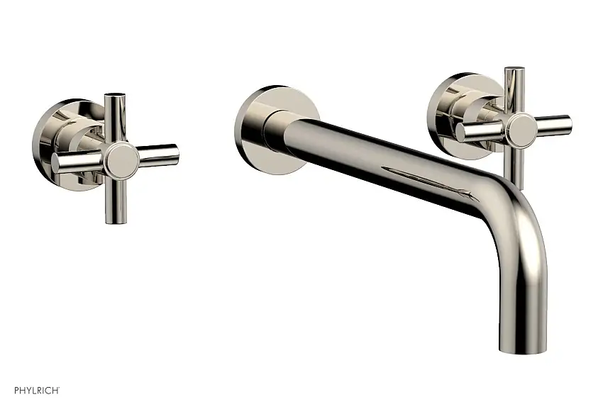 Phylrich BASIC Wall Lavatory Set 12" Spout Tubular Cross Handles