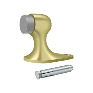 Smooth Solid Brass Floor Door Bumper by Deltana