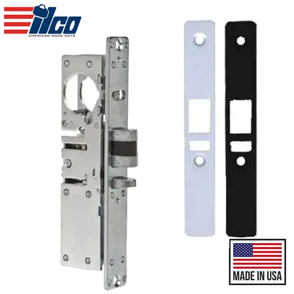 Ilco - 451 Deadlatch Mortise Lock Body - 31/32" Backset - RH - Flat Faceplates - Clear/Dark Bronze Faceplates