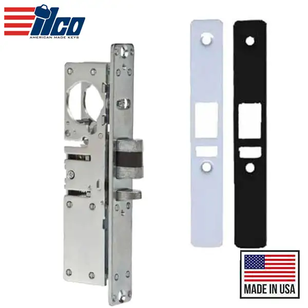 Ilco - 451 Deadlatch Mortise Lock Body - 1 1/8" Backset - LH - Flat Faceplate - Clear/Dark Bronze Faceplates