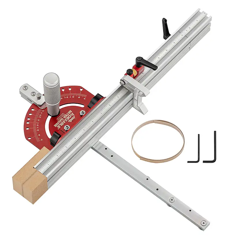 Woodpeckers in-DEXABLE Miter Gauge (Inches) - Includes Flip Stop and Zero Clearance Block (IMG-I)