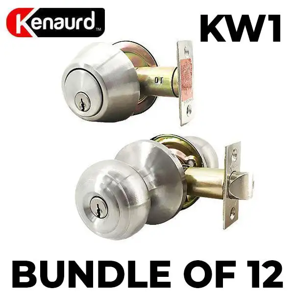 12 x Premium Combo Lockset - Knob & Deadbolt - Satin Silver - SS - KW1 (BUNDLE OF 12)