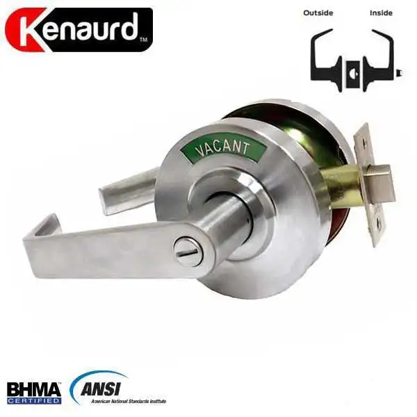 Commercial Lever Set Handle - 2-3/4” - 2-3/8" Backset - Satin Chrome - Privacy with Indicator - Grade 2