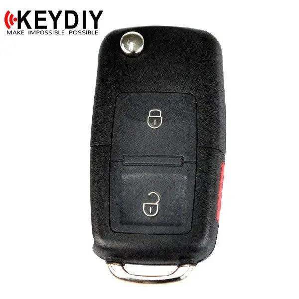 KEYDIY - VW Style - 3-Button Flip Key Blank - Black  (KD-B01-2+1)