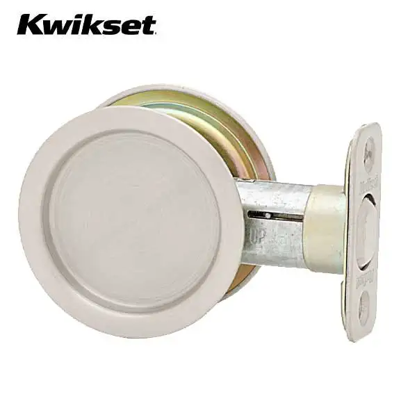 Kwikset - 93340 - Round Pocket Door Lock  - 15 - Satin Nickel - Passage