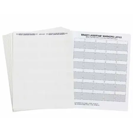 Brady LAT-53-361-1 LaserTab Series Self-Laminating Polyester Labels -  1.5-Inch x 1.5-Inch - Matte White - 34 Sheets